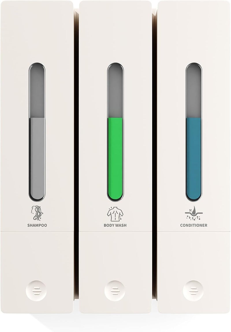 Aeakey Shampoo and Conditioner Dispenser - Wall-Mounted 3-Chamber Shower Soap Dispenser - Image 1